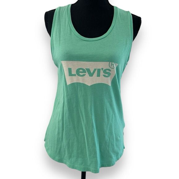 Levi's Women's Oversized Muscle Tank Top Turquoise Size Small Classic Logo - Picture 1 of 10